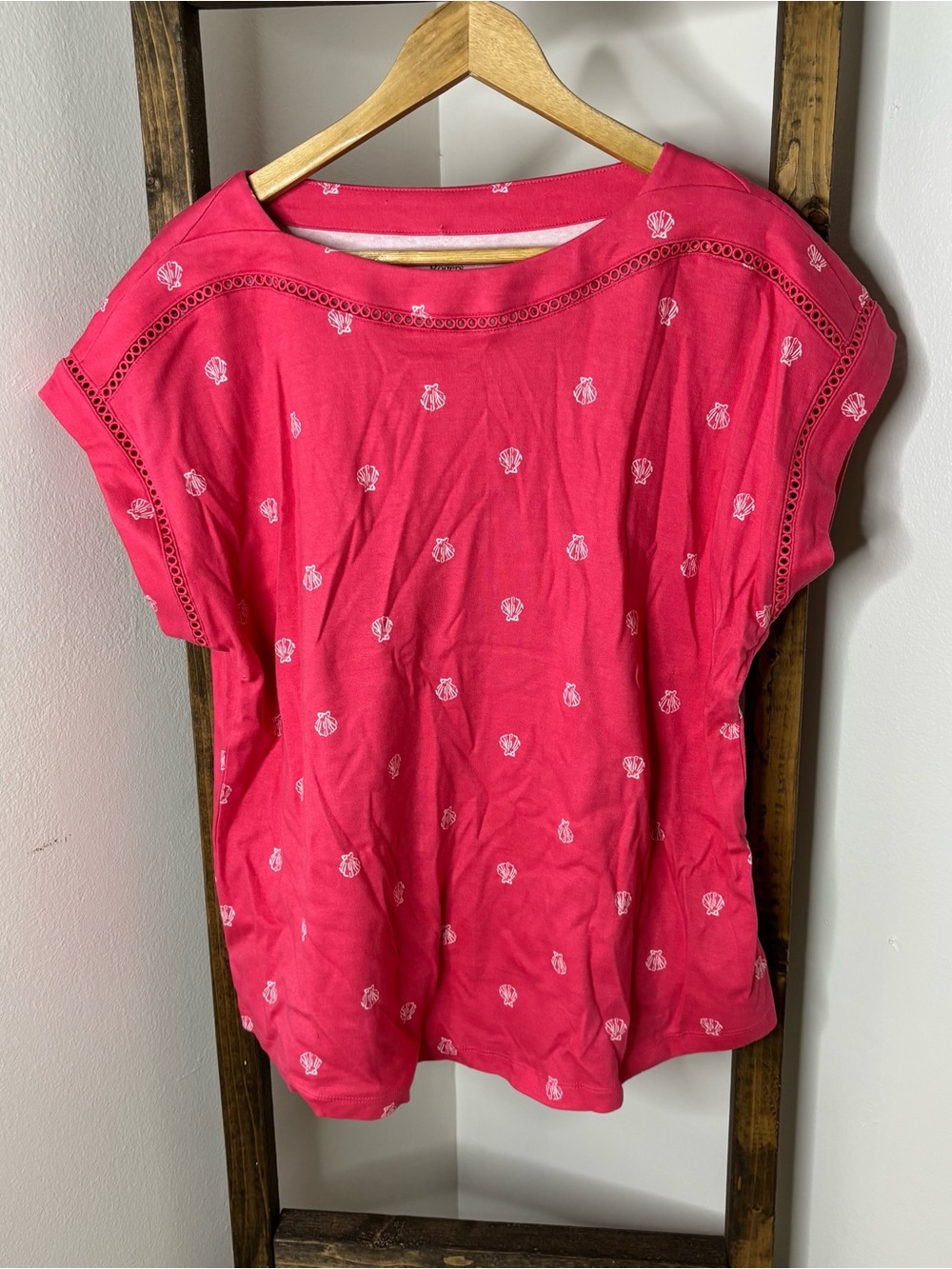 Kim Rogers Pink Seashell Women’s Short-Sleeve Top Size L